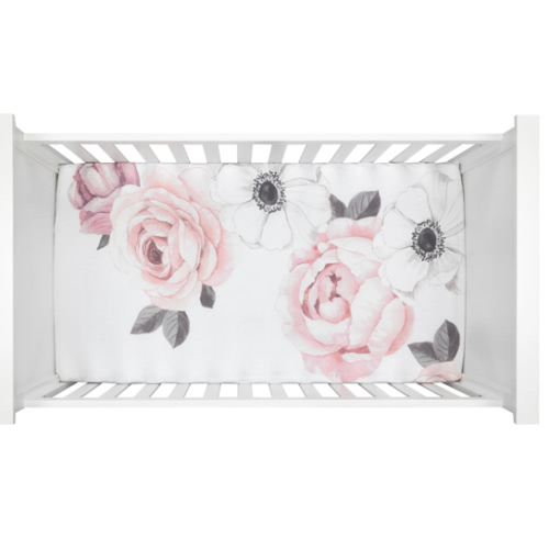 Floral Garden Pink/White Watercolor Cotton Baby Fitted Crib Sheet – Lambs & Ivy