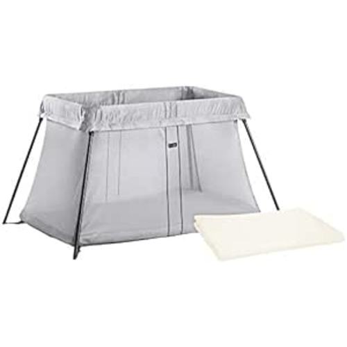 BABYBJORN Travel Crib Light - Silver + Fitted Sheet Bundle Pack