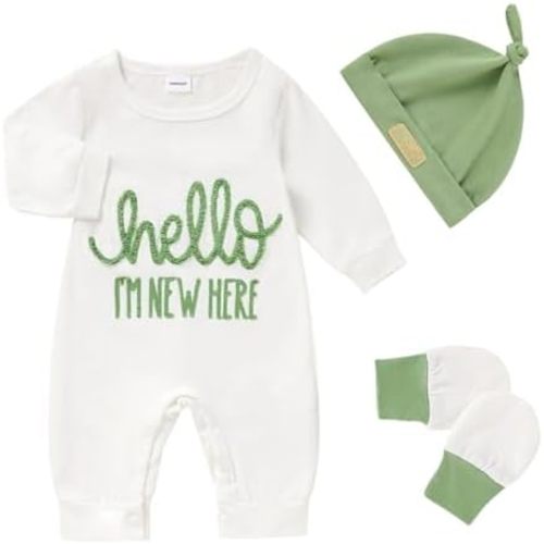 Newborn Romper Baby Boy Cotton Jumpsuit New Baby Hat Gloves Romper Coming Home Clothes Outfits