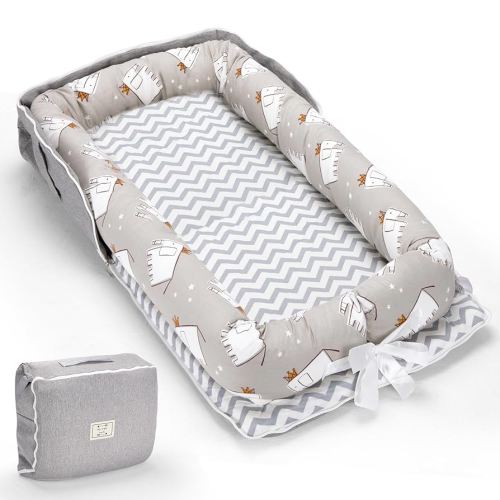Baby Lounger for Newborn, Huggynest Portable Infant Lounger for 0-12 Months Newborn, Home Travel Dual-Purpose Baby Nest (Elephant Grey)