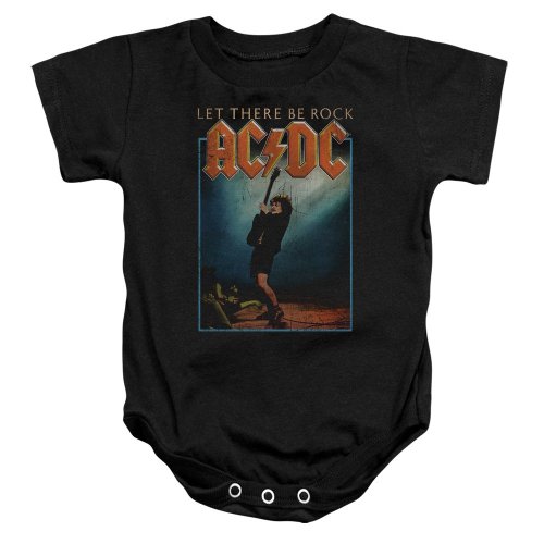 Popfunk Classic AC/DC Let There Be Rock, Black Baby/Toddler Unisex Boy Girl Onesie Short Sleeve Snapsuit (6 Months), Black