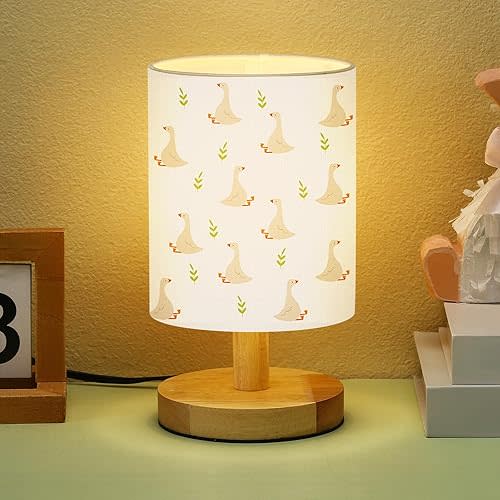 VIHOSE Silly Goose Table Lamp for Kids Silly Goose Lamp for Bedroom Wooden Nightstand Cartoon Nursery Decoration Lampshade for Girls Boys Living Room
