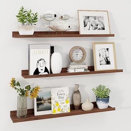 Axeman Floating Shelves for Wall 36 Inch, Picture Ledge Shelf Set of 3, Rustic Picture Shelf for Wall with Ledge, Floating Shelves with Lip, Photo Ledge Shelf Nursery Bookshelf Display Shelf