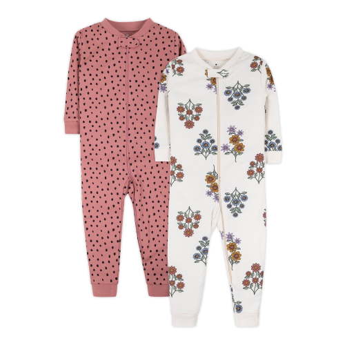 Little Star 100% Organic Cotton 2Pk Girls One Piece Pajamas