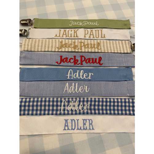Simple Monogrammed Pacifier Clip, Paci Leash, Personalized Baby Boy Shower Gift