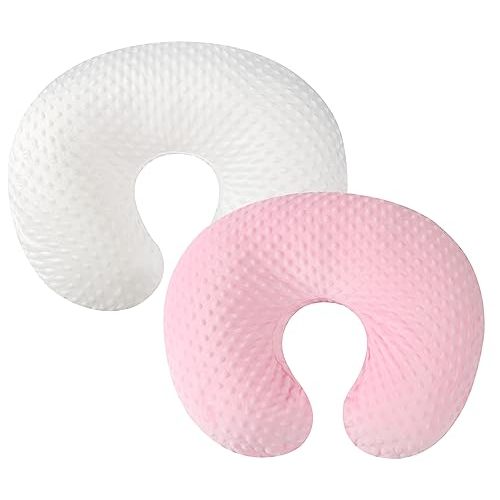 Dot Nursing Pillow Cover Set 2 Pack Nursing Pillow Slipcovers, Ultra Soft Compatible with Boppy Pillow,Standard Pillow for Baby Boy Girl White and Pink