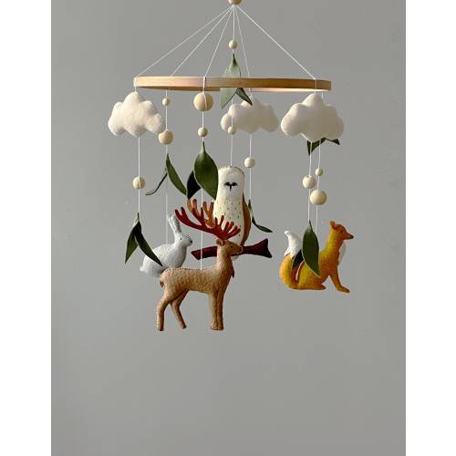 Woodland Baby Mobile: Gender Neutral Forest Animals Crib Decor