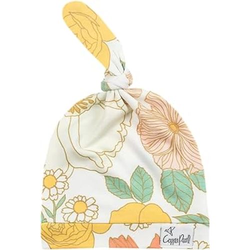 Copper Pearl Baby Beanie Hat Top Knot Stretchy Soft Rose