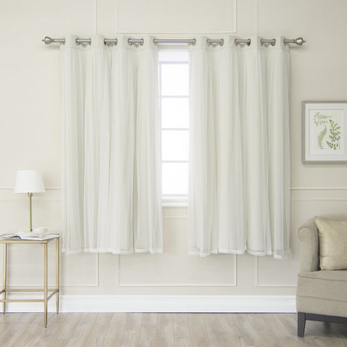 Lark Manor™ Fortuna Brockham Solid Tulle Overlay Room Darkening Grommet Curtain Panels & Reviews | Wayfair