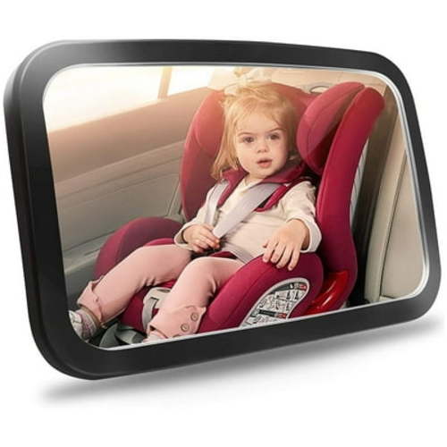 Baby Car Mirror,Safety Car Seat Mirror for Rear Facing Infant with Wide Crystal Clear View,Shatterproof,Fully Assembled,Crash Test Clear Wide View,Black