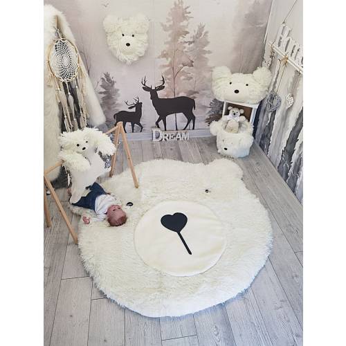 Personalized Fluffy Bear Rug for Baby Room - Cute Woodland Nursery Decor, Adventure Theme Gift for Baby Boy