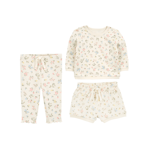 Baby 3-Piece Floral French Terry Mix-and-Match Outfit Set - Ivory | Carter's