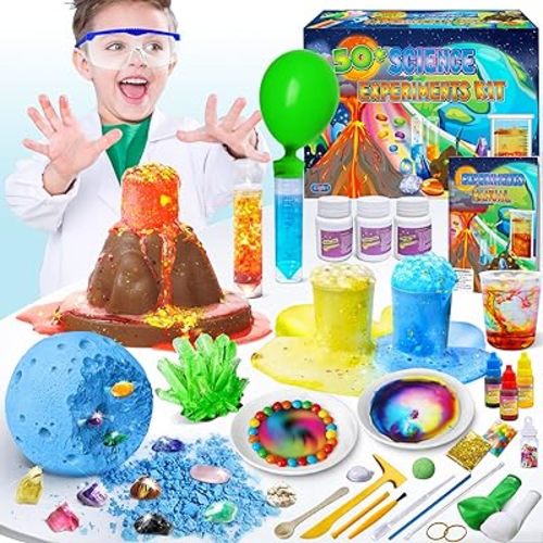 UNGLINGA 50+ Science Lab Experiments Kit for Kids, STEM Activities Educational Scientist Toys Gifts for Boys Girls Chemistry Set, Gemstone, Volcano Eruption