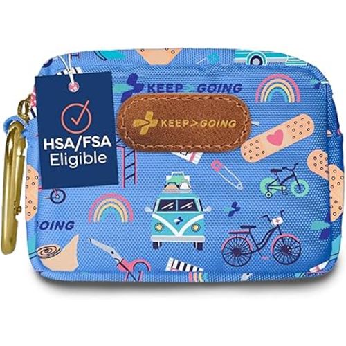 KeepGoing Small Travel First Aid Kit Kids – 60 Pc. Mini First Aid Kit for Purse, Diaper Bag, & Backpack with Latex-Free Bandages – 4 Oz., & 4.5 x 3.5 x 2 in, TSA-Approved