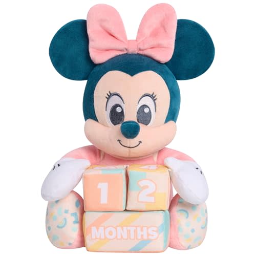 Just Play Disney Baby My First Year Minnie Mouse and Milestone Blocks, 11.75-inch Plush Toy, 4-Pieces, Kids Toys for Ages 0