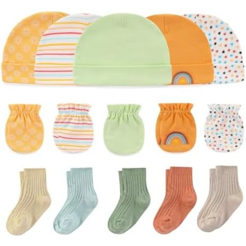 Baby Hats Mittens and Socks Set Cotton Newborn Hat Beanie Soft Infant Girls Boys Caps Gloves 0-6 month