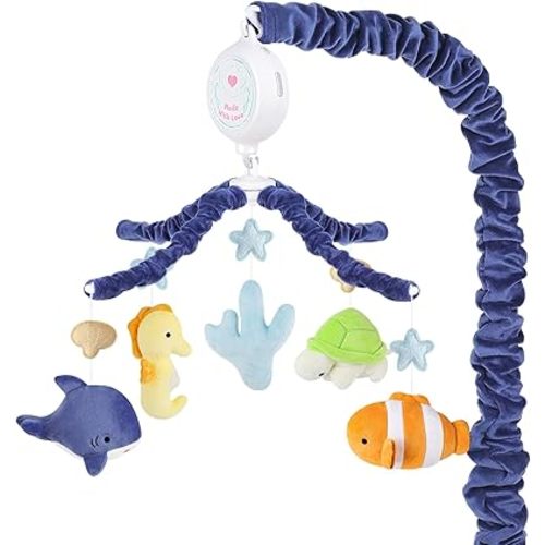 Ocean Animals Baby Crib Mobile - Musical Baby Mobile for Crib with 12 Lullabies for Boys & Girls, Baby Mobile for Bassinet for New Borns, Nursery Mobiles, Fits Standard Cribs