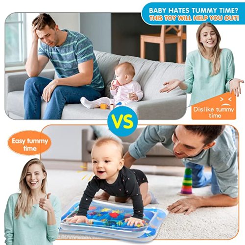 Infinno Inflatable Tummy Time Mat Premium Baby Water Play Mat for Infants and Toddlers Baby Toys for 3 to 24 Months, Strengthen Your Baby's Muscles, Portable - Blue