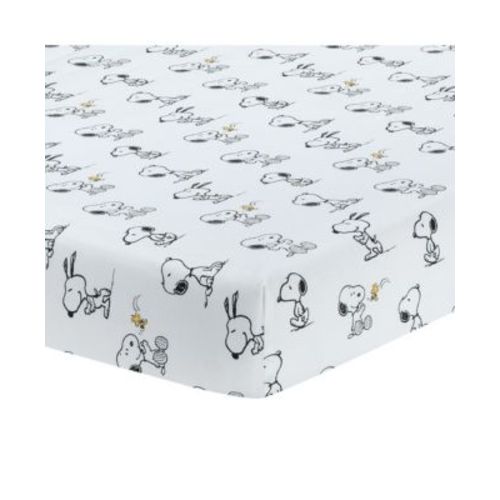 Baby Classic Snoopy 100% Cotton White/Black Fitted Crib Sheet