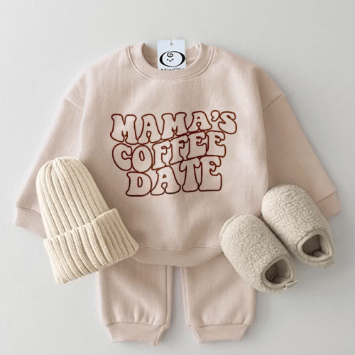 MAMA&#x27;S COFFEE DATE Mommy and Me Slogan Sweatshirt/Set