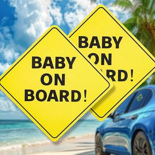 Sukh 10 PCS Baby On Board Sticker for Cars Funny - Baby Car Decal Safety Stickers Baby Board Sign Newborn Car Vinyl Decal Strong Adhesive Warning Safety Sign Stickers 4.9" by 4.9"