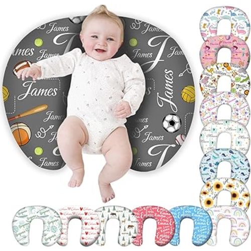 Personalized Baby Nursing Pillow Cover Custom with Name, Sports Ball Theme Customized Boy & Girl Gifts