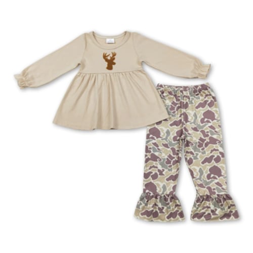 YAWOO Hunting Embroidery Camo Girls Clothing Set Kids Outfits,Sizes 3M-16Years