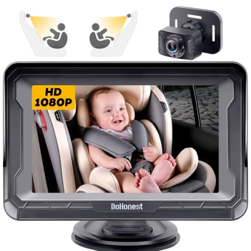 DoHonest Baby Car Camera HD 1080P - Rear-Facing Car Baby Monitor with Night Vision, Adjustable View Angle, Easy Setup, Anti-Glare Display, Safety for Kids & Infants
