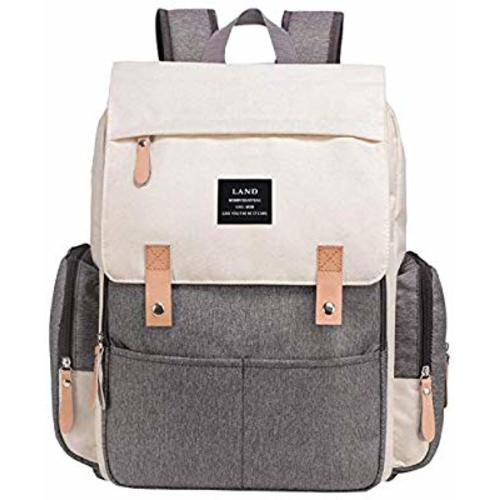 Harmony Life Land Backpack Diaper Bag for Mom/Dad, Baby Care Nappy Bag for Boys/Girls, Waterproof Travel Knapsack, Changing Pad, Beige&black, Large