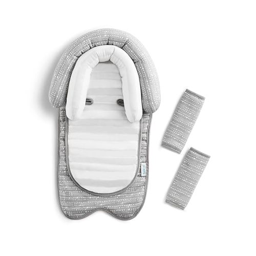 Munchkin® Brica® XtraGuard™ Head Support & Strap Cover for Baby Car Seats with Silver-Ion Technology, Dots - Grey