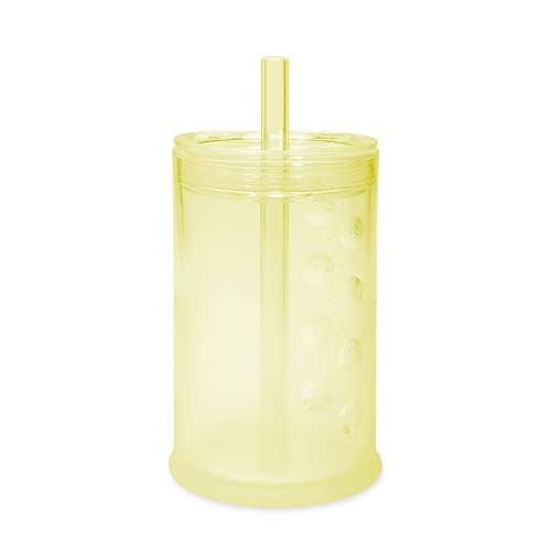 Olababy Clear View Silicone Training Cup with Straw Lid | Toddler Sippy Trainer 12mo+ | Unbreakable Water Drinking Cups for Kids 2yr+ | Baby Led Weaning & Feeding Supplies (Lemon, 9 oz)