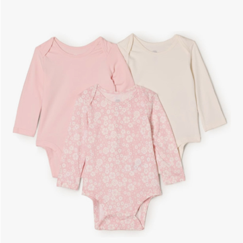 Amazon Essentials x Sofia Grainge Unisex Babies' Long Sleeve Crew Neck Bodysuit, Pack of 3