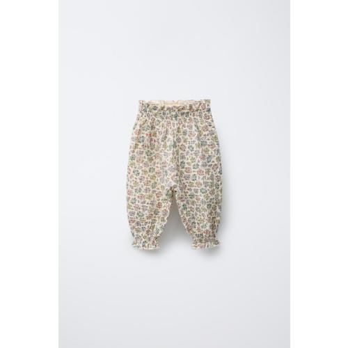 TEXTURED FLORAL JOGGER PANTS - Green / Ecru | ZARA United States