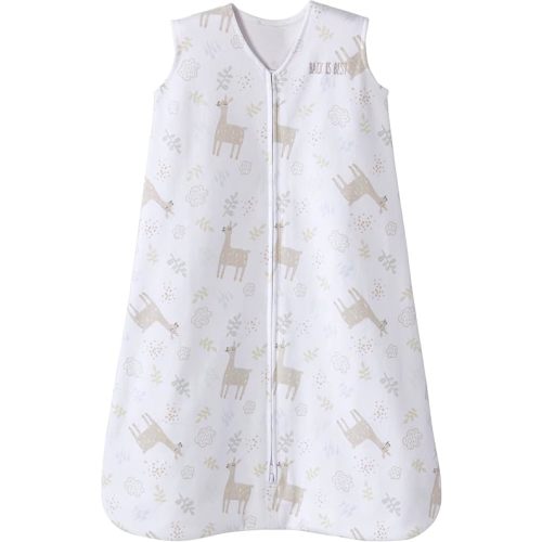 HALO SleepSack, 100% Cotton Wearable Blanket, Swaddle Transition Sleeping Bag, TOG 0.5, Llama Sand, Size Medium