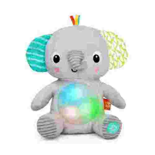 Bright Starts Hug-a-Bye Baby Elephant Stuffed Animal Dual-Mode Soft Toy Soother, Gray