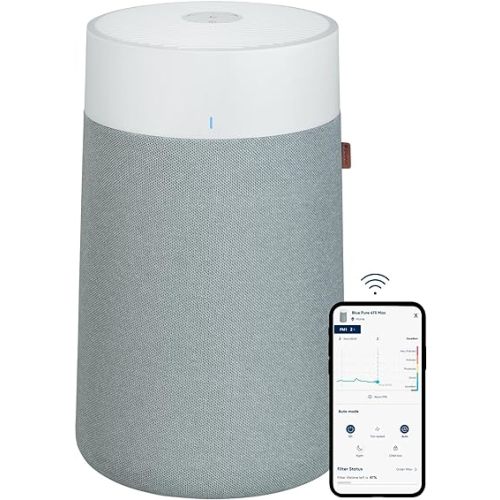 BLUEAIR Air Purifiers for Small Rooms, Bedroom, Cleans 1,052 sqft in one hour, HEPASilent Air Cleaner for Home, Baby, Nursery, Pets, Allergies, Virus - Blue Pure 411i Max