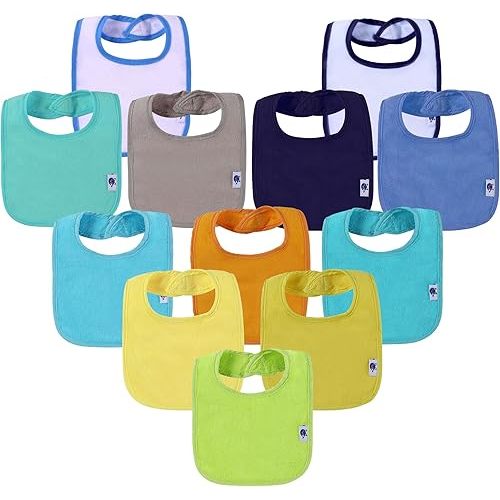SPINFOX Waterproof Baby Bibs for Girls, Boy, Unisex Drool Bib Cotton Solid Knit Infant Feeding Bibs