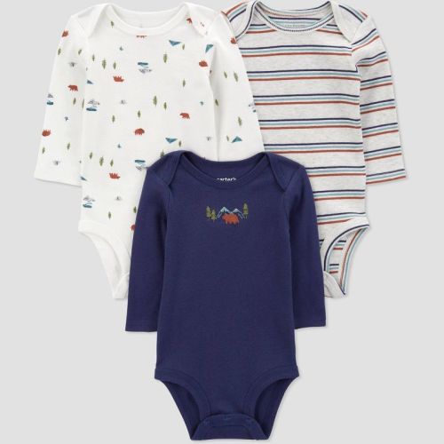 Carter's Just One You® Baby Boys' 3pk Long Sleeve Bodysuit - Green 12m