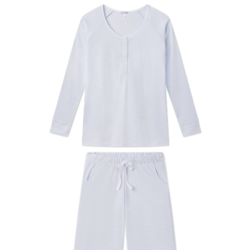 LAKE | Women | Pima Cotton Pajamas | French Blue Maternity Wide Leg Pajama Set
