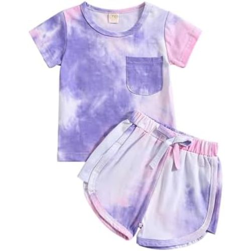 Toddler Baby Girl Summer Clothes Set Outfit Short Sleeve T-Shirt and Shorts 2Pcs Suit for Girls