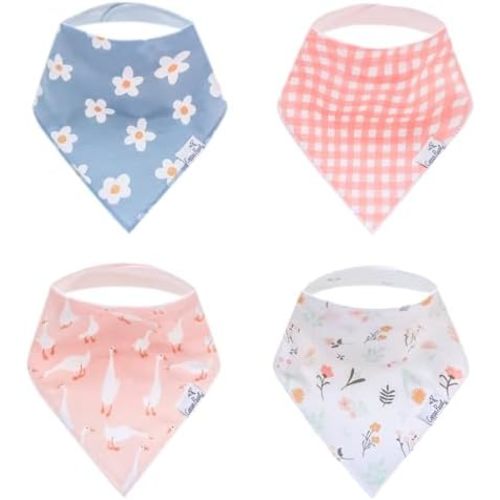 Copper Pearl Baby Bandana Bibs - 4 Pack Soft Cotton Bibs for Drooling & Teething, Absorbent, Adjustable Fit, Many Styles