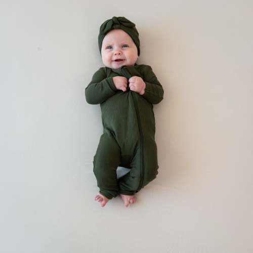 Ribbed Zipper Romper in Fir (3-6 months)
