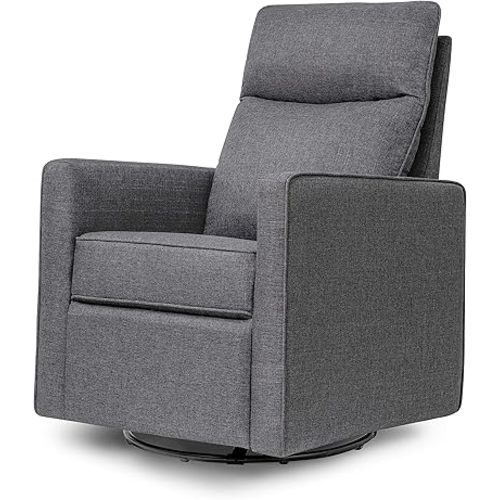 DaVinci Gabby Polyester Pillowback Swivel Glider in Shadow Grey, Greenguard Gold & CertiPUR-US Certified