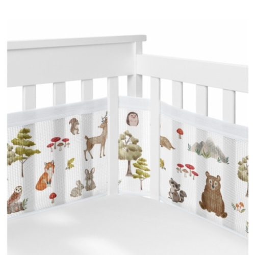 Watercolor Woodland Forest Animals Sweet Jojo Designs + BreathableBaby Breathable Mesh Crib Liner