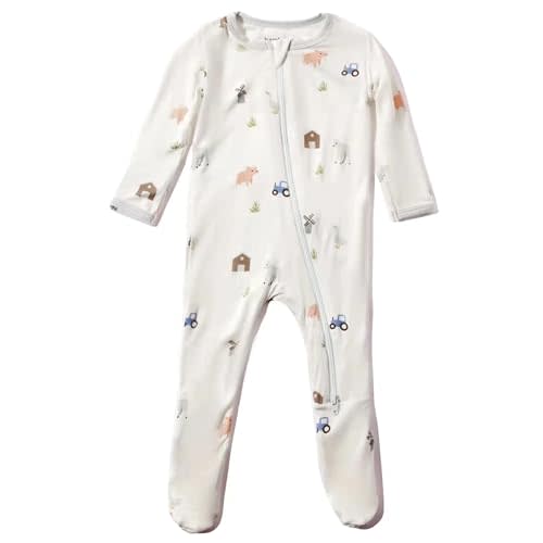 Soft Baby Bamboo Viscose Footie Pajamas, Zipper Closure, 0-24 Months