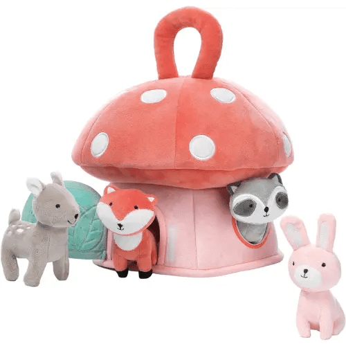 Lambs & Ivy Interactive Plush Mushroom House with Stuffed Animal Toys