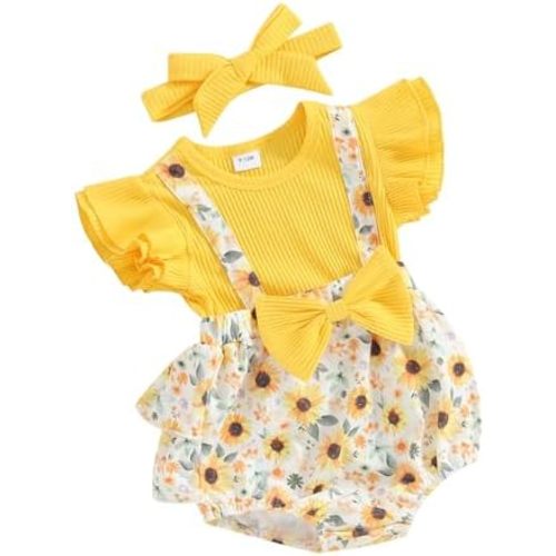 Baby Girls Summer Denim Romper Clothes Dress Newborn Onesie Sunsuit 3 6 9 12 18 Months One-Piece Jumpsuits Outfits