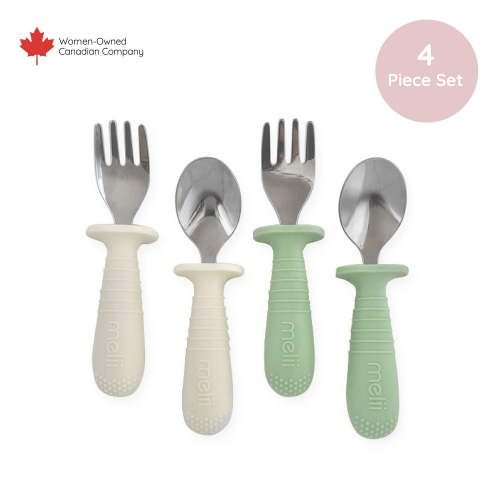 Silicone & Stainless Steel Fork & Spoon Set, Utensils