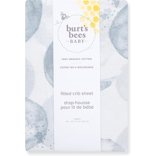 Burt's Bees Baby Essential Organic Cotton Fitted Crib Sheet, Breathable for Boy Girl Standard Crib & Toddler Mattresses
