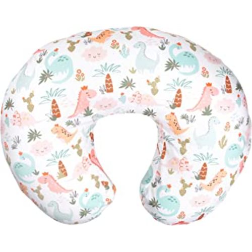Boppy Nursing Pillow and Positioner—Original | Blush Baby Dino | Breastfeeding, Bottle Feeding, Baby Support | with Removable Cotton Blend Cover
